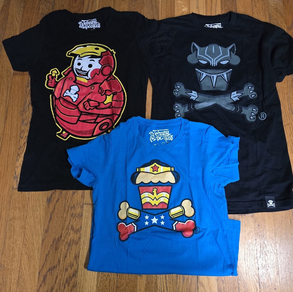 Johnny Cupcakes Super Hero T-Shirts Lot of 3